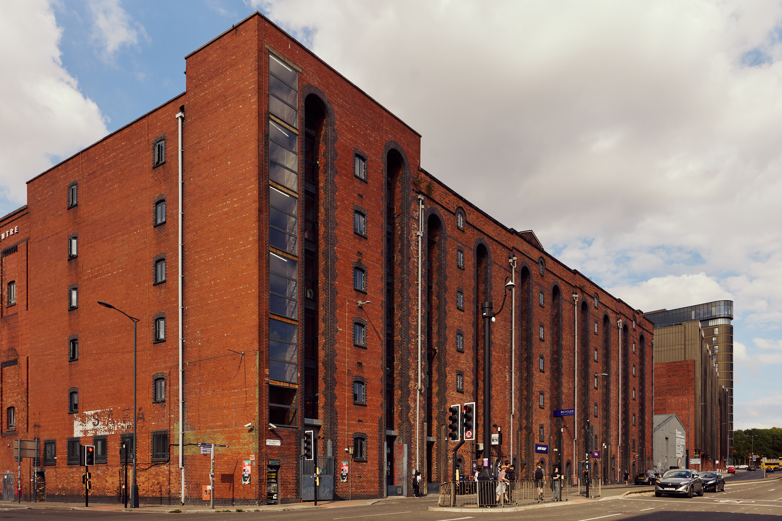 Elevator Exterior view of the red brick studios from September shoot
