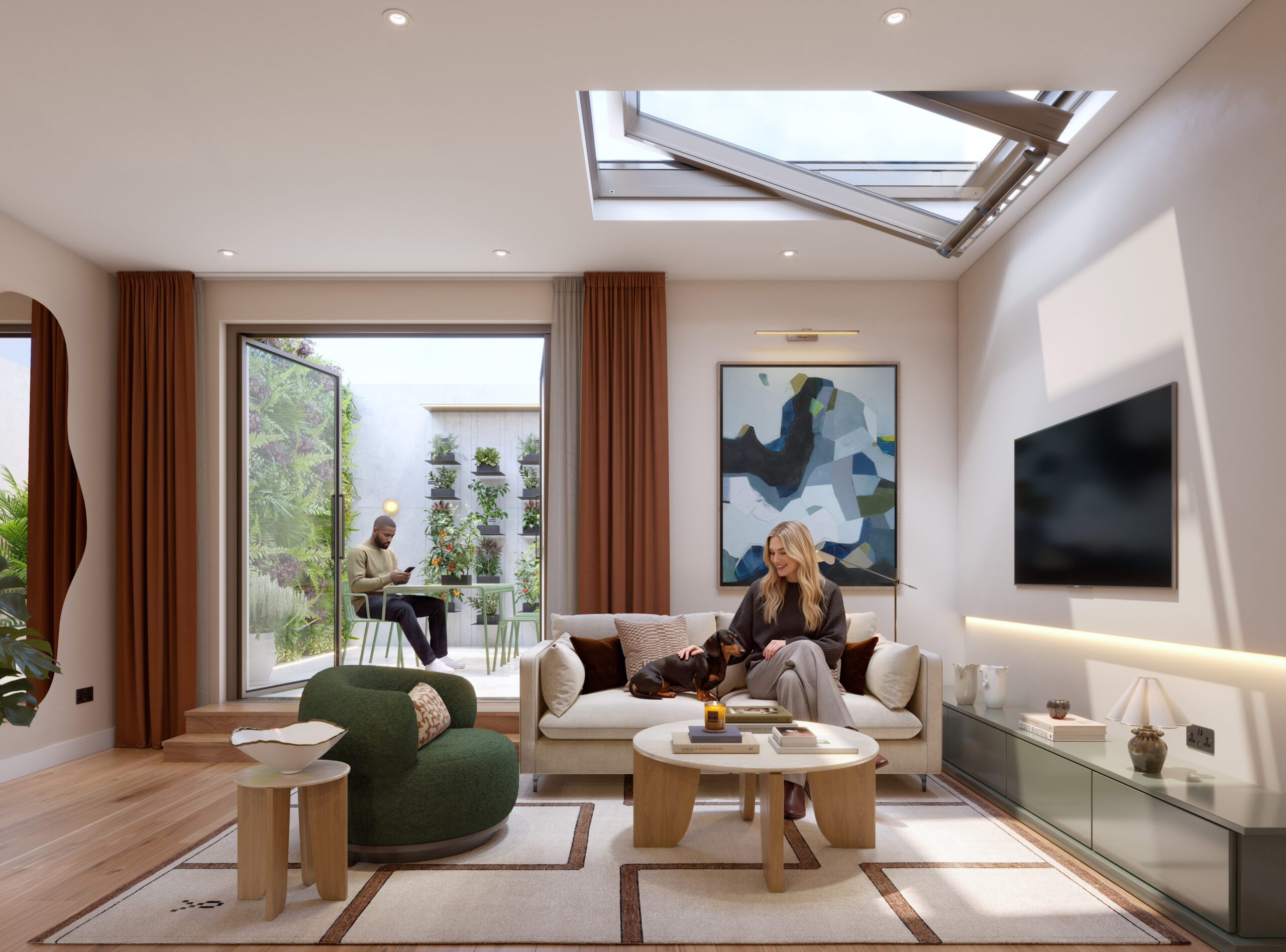 Peelers Yard Living/ Garden/ island view CGI