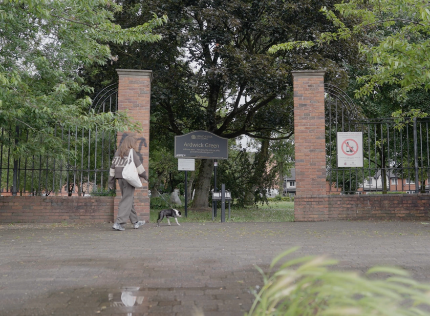Lisa and Frank walking in Ardwick Green Park
