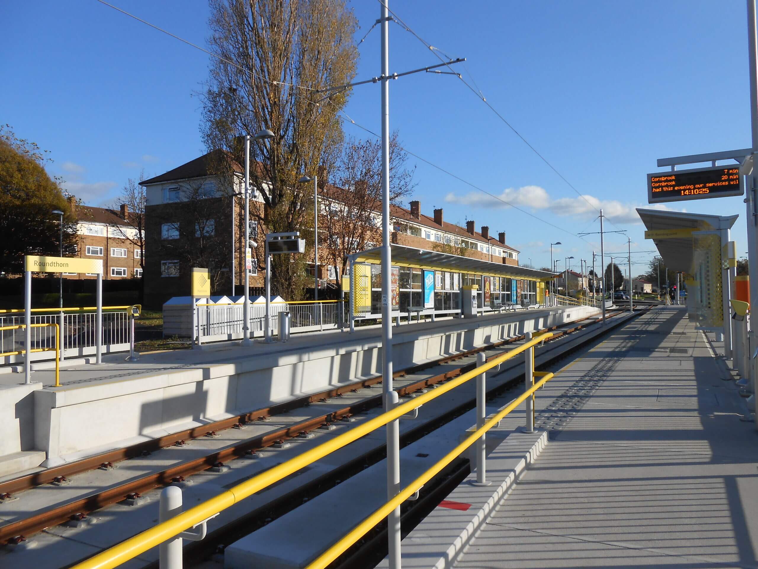 Tram station in Wythenshaw, near to Roundthorn Industrial Estate