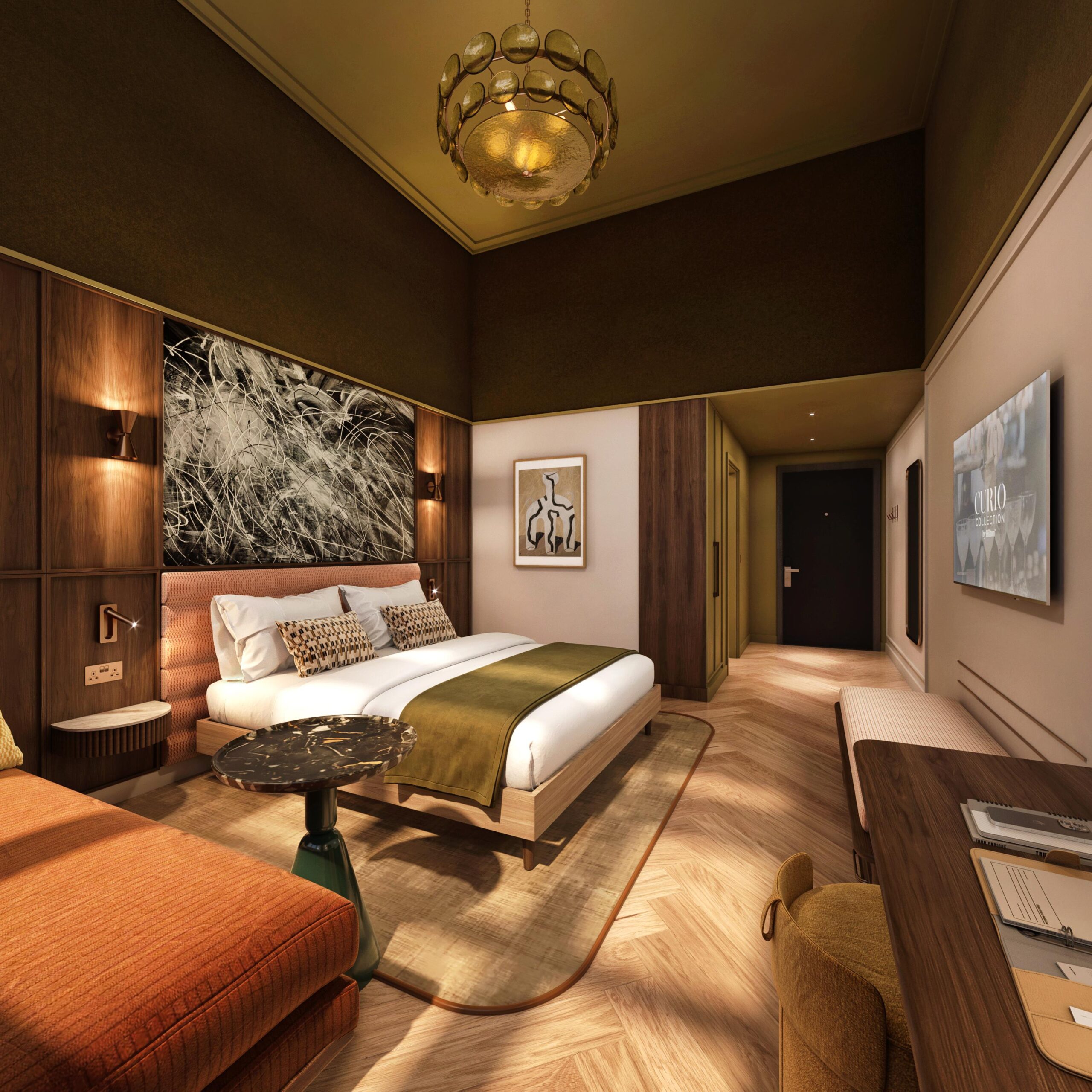 CGI of a guest room at Shena Simon